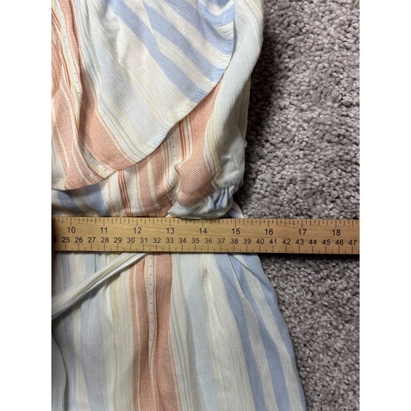 Altard State Striped Ruffle Cap Sleeve Tie Waist Romper Blue Pink AL-127A L - Picture 10 of 12